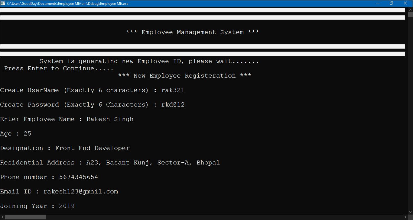Employee Registeration